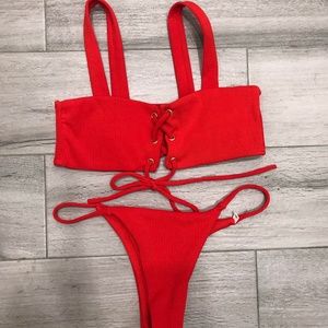 Ribbed Red Bikini Set